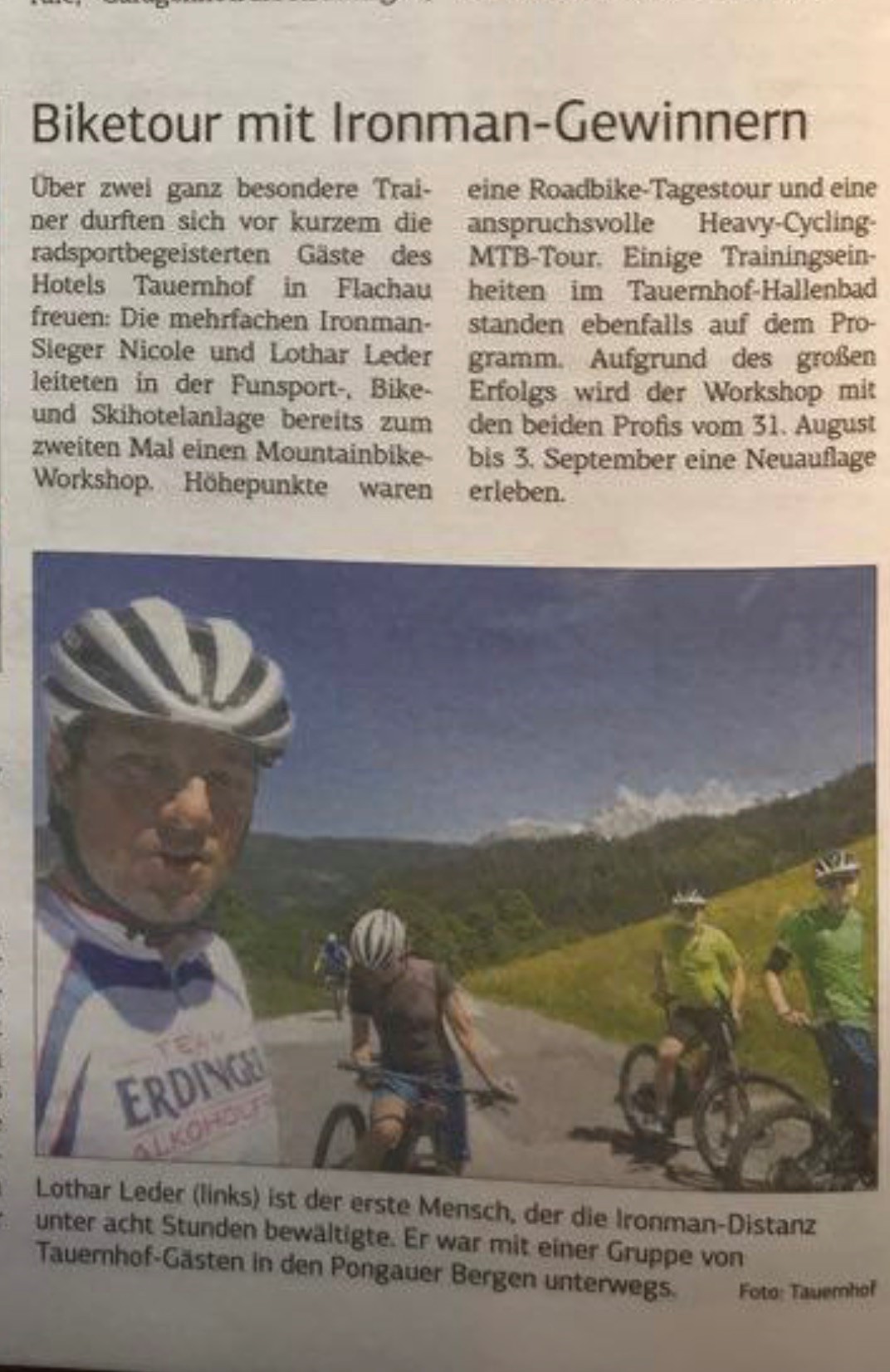 Report bike-tour with Ironman-winner Tauernhof